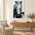 BLACK & WHITE HORSE — ORIGINAL PAINTING