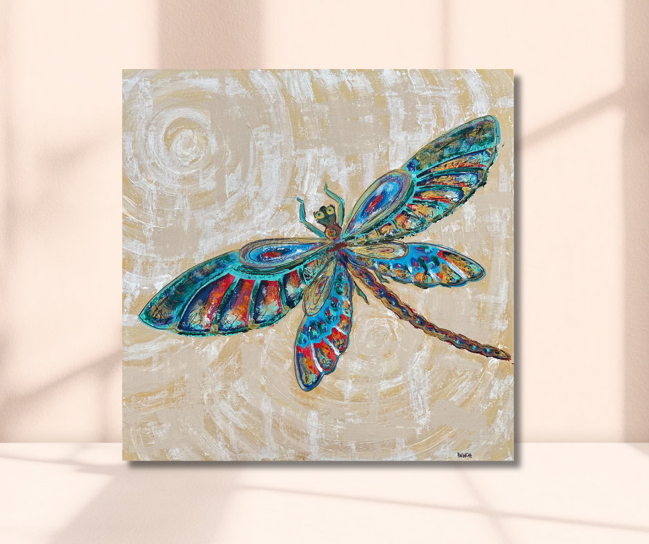 DEANNE’S DRAGONFLY — ART PRINT displayed in a room