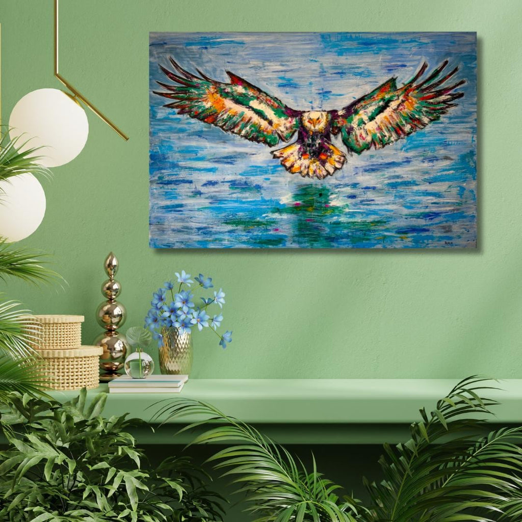 EAGLE artwork by Ali Bench in a green room — art print preview