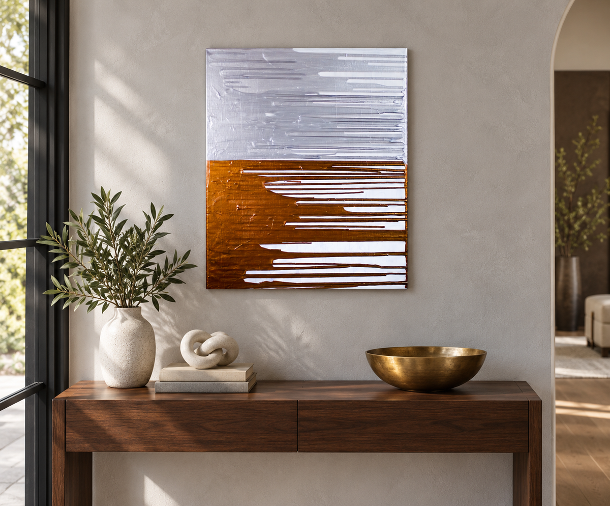 SILVER & GOLD SIDE DRIP — ORIGINAL PAINTING