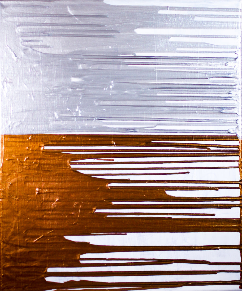 SILVER & GOLD SIDE DRIP — ORIGINAL PAINTING